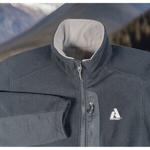 Eddie Bauer First Ascent Fleece Jacket Men M Black Full Zip Polartec Hiking-EUC